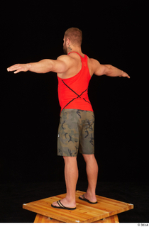 Dave camo shorts red tank top sandals standing t poses…